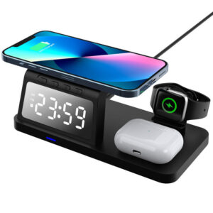 4-in-one Alarm Clock/Wireless Charging Station for Home/Office