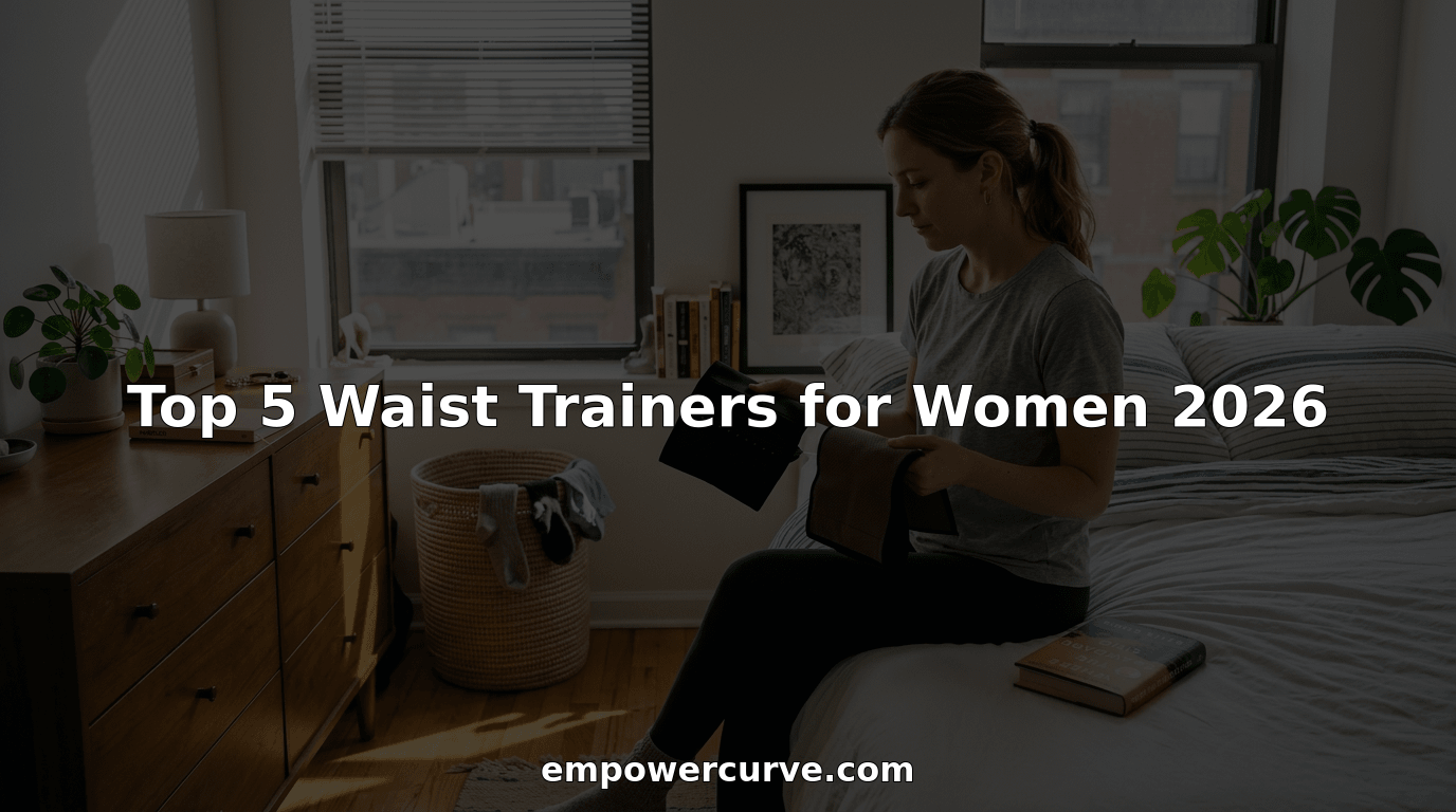 Woman comparing waist trainers on bed